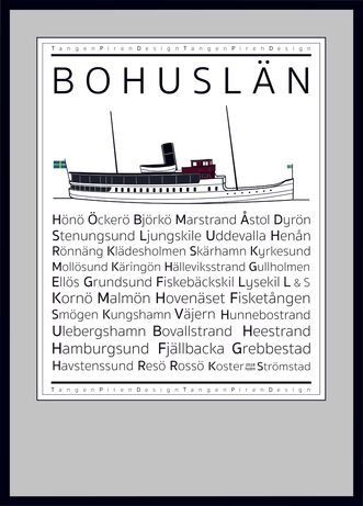 Bohuslän med ortsnamn storlek 50x70cm